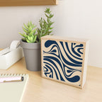 New Groove Retro Swirl Abstract Pattern in Midcentury Modern Navy Blue and Beige  Mini Art Print Gallery Image 2