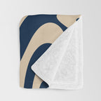 New Groove Retro Swirl Abstract Pattern in Midcentury Modern Navy Blue and Beige  Throw Blanket Gallery Image 3