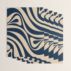 New Groove Retro Swirl Abstract Pattern in Midcentury Modern Navy Blue and Beige  Wrapping Paper Gallery Image 3