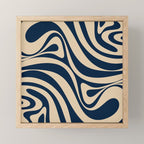 New Groove Retro Swirl Abstract Pattern in Midcentury Modern Navy Blue and Beige  Mini Art Print Gallery Image 1