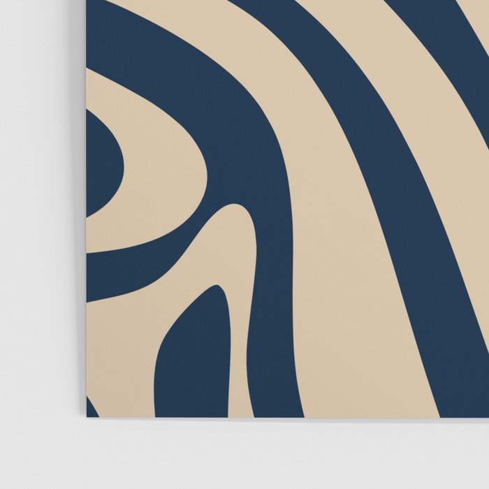 New Groove Retro Swirl Abstract Pattern in Midcentury Modern Navy Blue and Beige  Poster Gallery Image 3
