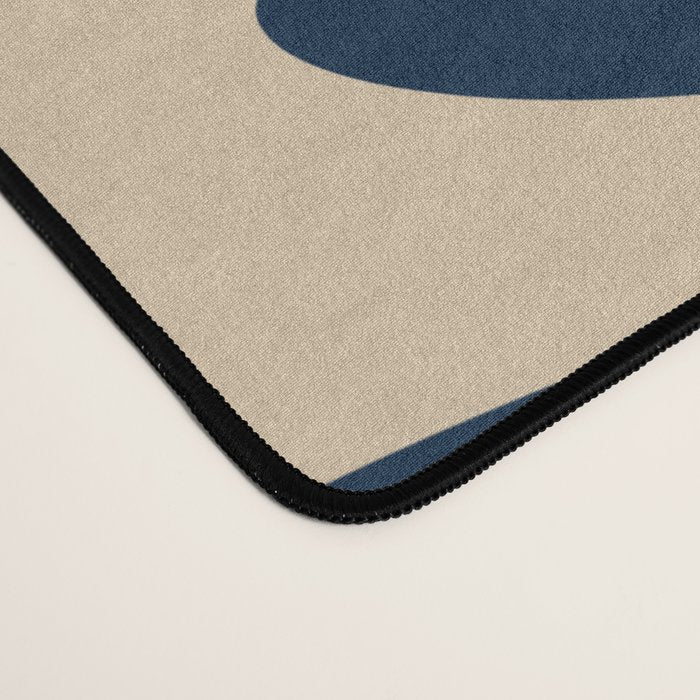 New Groove Retro Swirl Abstract Pattern in Midcentury Modern Navy Blue and Beige  Desk Mat Gallery Image 4