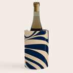 New Groove Retro Swirl Abstract Pattern in Midcentury Modern Navy Blue and Beige  Wine Chiller Gallery Image 2