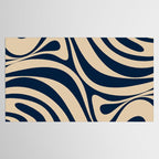 New Groove Retro Swirl Abstract Pattern in Midcentury Modern Navy Blue and Beige  Tablecloth Gallery Image 2