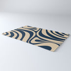 New Groove Retro Swirl Abstract Pattern in Midcentury Modern Navy Blue and Beige  Rug Gallery Image 3