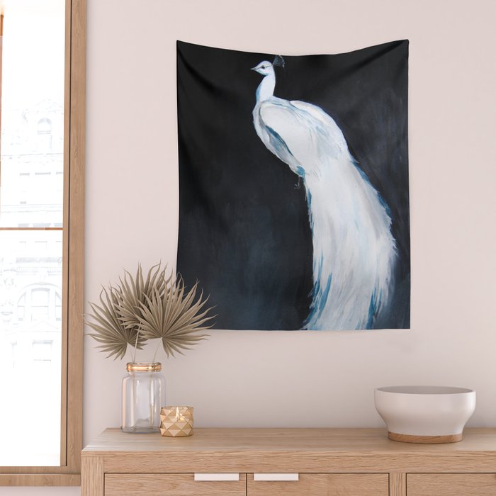 White Peacock II Wall Tapestry Gallery Image 2