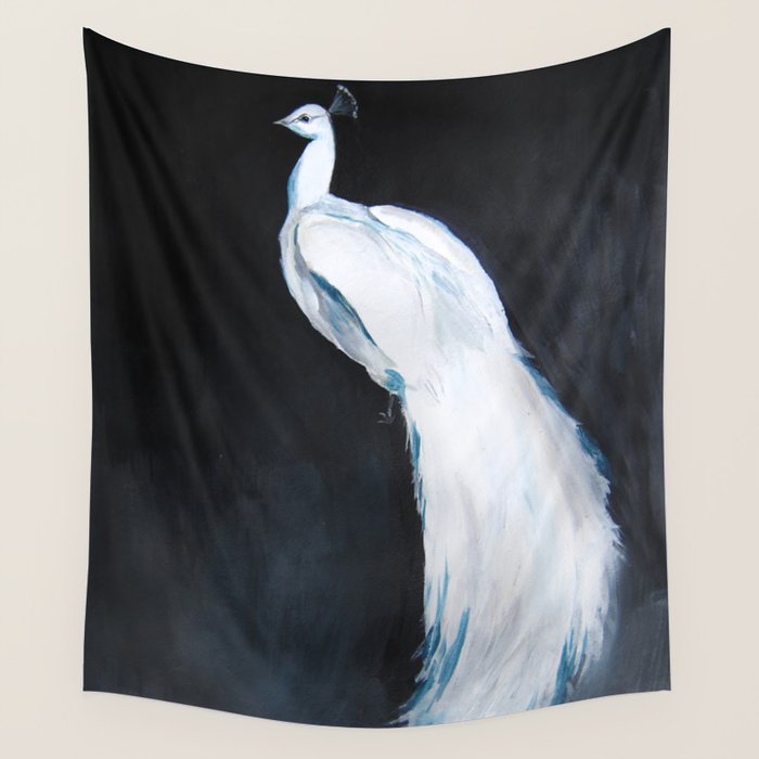 White Peacock II Wall Tapestry Gallery Image 1