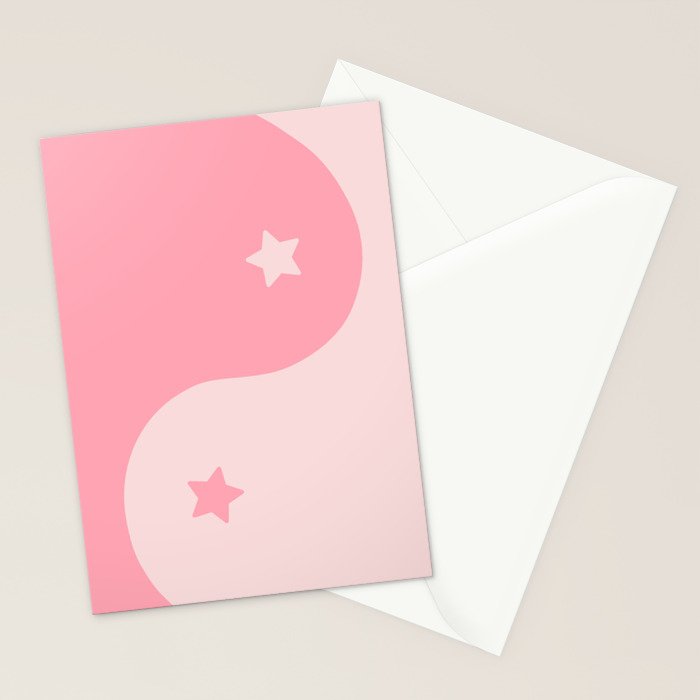 Pinkie Yin Yang Stars Stationery Card Gallery Image 2