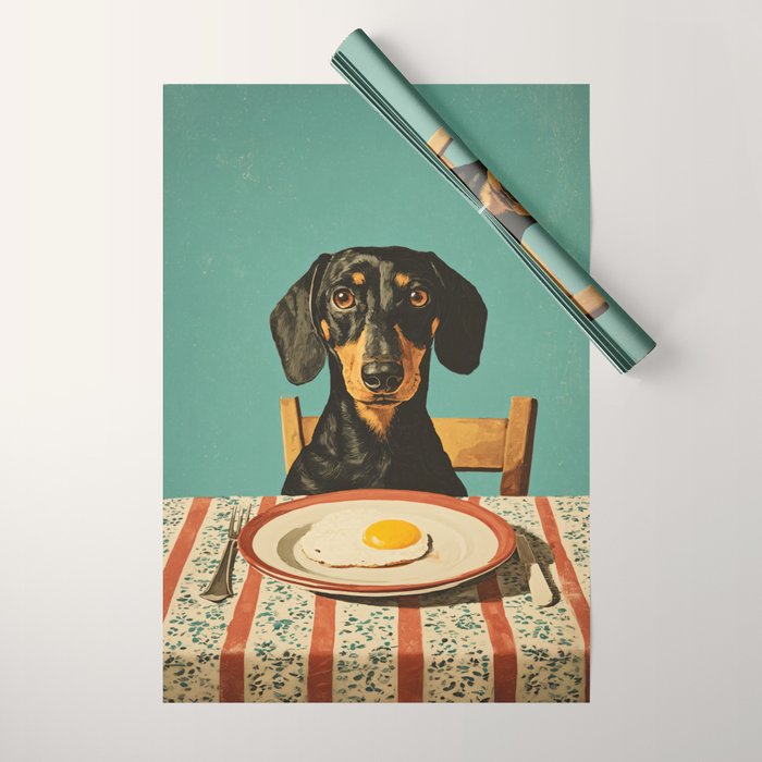 Dachshund Waiting For Breakfast Wrapping Paper Gallery Image 1