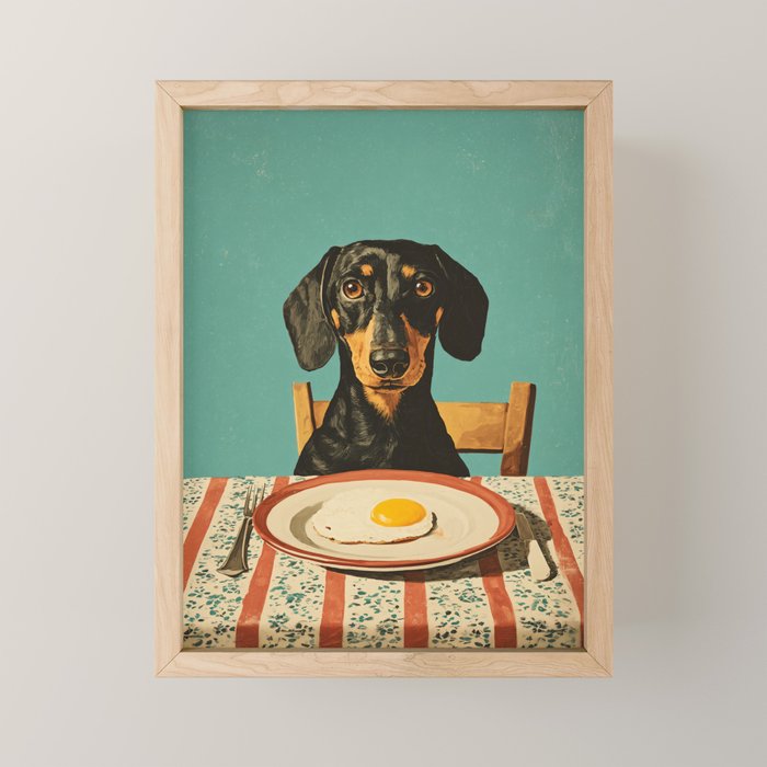 Dachshund Waiting For Breakfast Mini Art Print Gallery Image 1