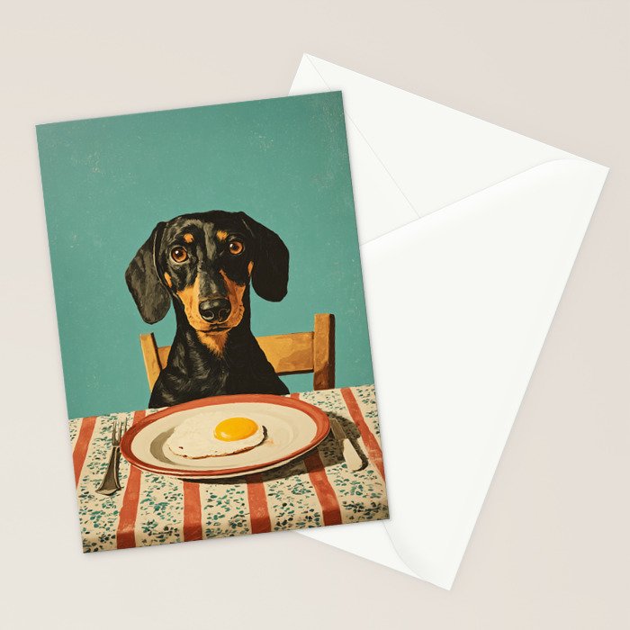 Dachshund Waiting For Breakfast Stationery Card Gallery Image 2