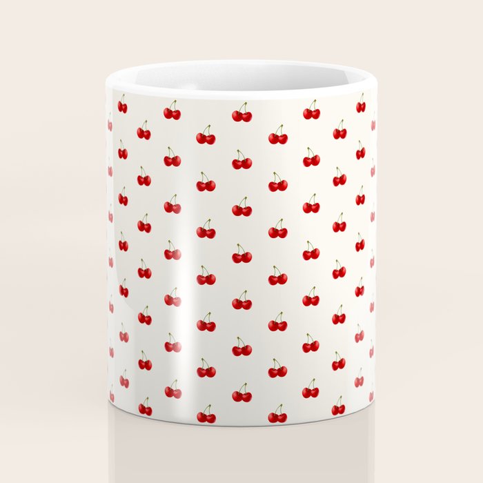 Y2K Cherries - Creme Pattern Miniature Coffee Mug Gallery Image 4
