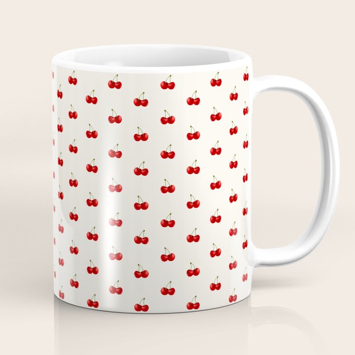 Y2K Cherries - Creme Pattern Miniature Coffee Mug Gallery Image 1