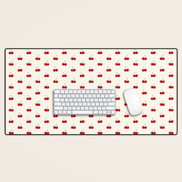 Y2K Cherries - Creme Pattern Miniature Desk Mat Gallery Image 1