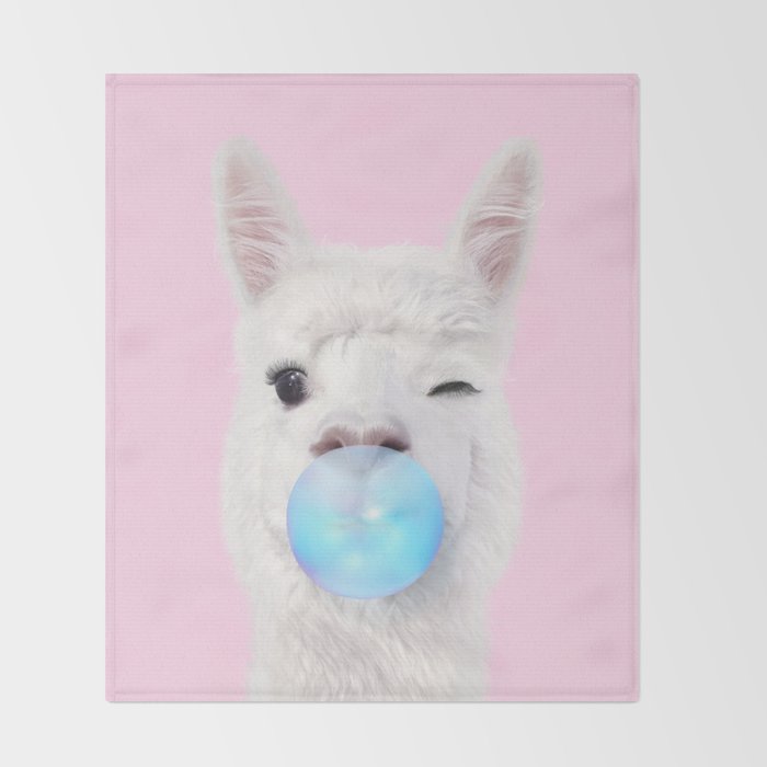 BUBBLEGUM LLAMA Throw Blanket Gallery Image 2