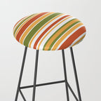 Retro Stripes Olive Green Burnt Orange Goldenrod Pattern Stool Gallery Image 2
