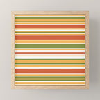 Retro Stripes Olive Green Burnt Orange Goldenrod Pattern Mini Art Print Gallery Image 1