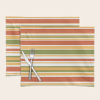 Retro Stripes Olive Green Burnt Orange Goldenrod Pattern Placemat Gallery Image 1