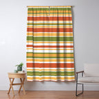 Retro Stripes Olive Green Burnt Orange Goldenrod Pattern Window Curtain Gallery Image 5