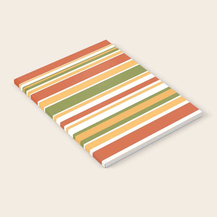 Retro Stripes Olive Green Burnt Orange Goldenrod Pattern Notebook Gallery Image 2