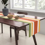 Retro Stripes Olive Green Burnt Orange Goldenrod Pattern Table Runner Gallery Image 2