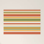 Retro Stripes Olive Green Burnt Orange Goldenrod Pattern Welcome Mat Gallery Image 1