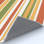 Retro Stripes Olive Green Burnt Orange Goldenrod Pattern Rug Gallery Image 4