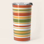 Retro Stripes Olive Green Burnt Orange Goldenrod Pattern Travel Mug Gallery Image 2
