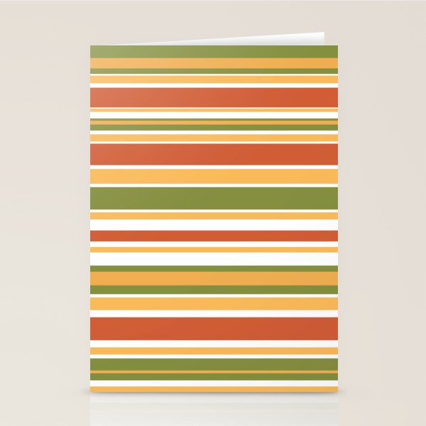 Retro Stripes Olive Green Burnt Orange Goldenrod Pattern Stationery Card Gallery Image 2