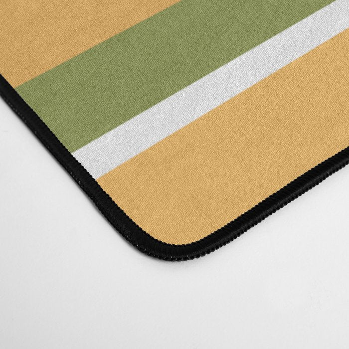 Retro Stripes Olive Green Burnt Orange Goldenrod Pattern Desk Mat Gallery Image 4
