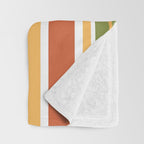 Retro Stripes Olive Green Burnt Orange Goldenrod Pattern Throw Blanket Gallery Image 3
