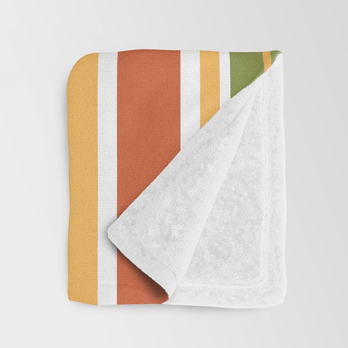Retro Stripes Olive Green Burnt Orange Goldenrod Pattern Throw Blanket Gallery Image 3
