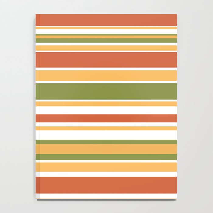 Retro Stripes Olive Green Burnt Orange Goldenrod Pattern Notebook Gallery Image 4