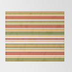 Retro Stripes Olive Green Burnt Orange Goldenrod Pattern Throw Blanket Gallery Image 2