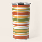 Retro Stripes Olive Green Burnt Orange Goldenrod Pattern Travel Mug Gallery Image 1