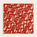 Mid Century Modern Contemporary Loop Pattern in Red and Cream Wood Wall Art Gallery Image 1