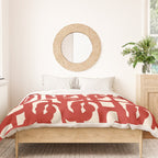 Mid Century Modern Contemporary Loop Pattern in Red and Cream Duvet Cover Gallery Image 3
