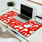Mid Century Modern Contemporary Loop Pattern in Red and Cream Desk Mat Gallery Image 2