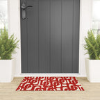Mid Century Modern Contemporary Loop Pattern in Red and Cream Welcome Mat Gallery Image 3