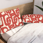 Mid Century Modern Contemporary Loop Pattern in Red and Cream Pillow Sham Gallery Image 2
