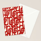 Mid Century Modern Contemporary Loop Pattern in Red and Cream Stationery Card Gallery Image 2