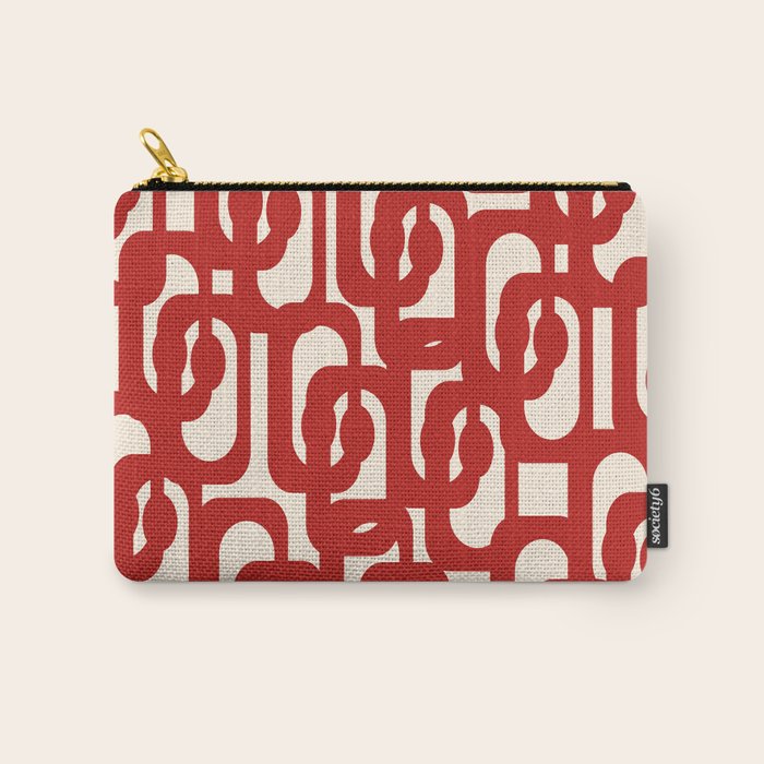 Mid Century Modern Contemporary Loop Pattern in Red and Cream Carry All Pouch Gallery Image 1
