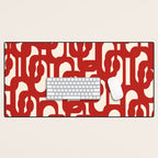 Mid Century Modern Contemporary Loop Pattern in Red and Cream Desk Mat Gallery Image 1