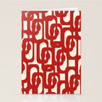 Mid Century Modern Contemporary Loop Pattern in Red and Cream Stationery Card Gallery Image 2