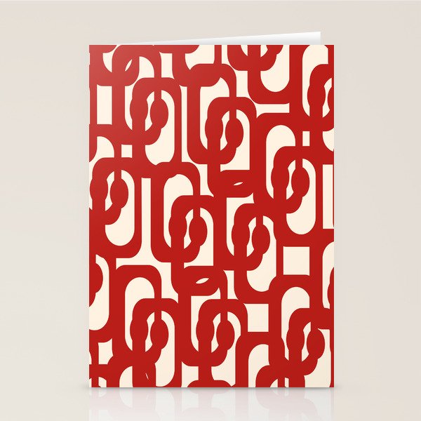 Mid Century Modern Contemporary Loop Pattern in Red and Cream Stationery Card Gallery Image 1