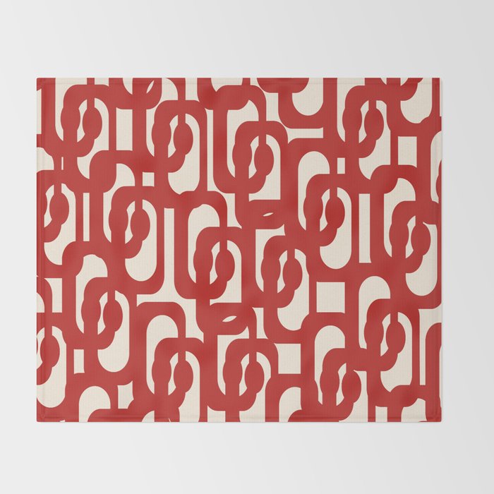 Mid Century Modern Contemporary Loop Pattern in Red and Cream Throw Blanket Gallery Image 2
