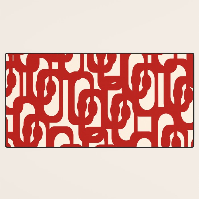 Mid Century Modern Contemporary Loop Pattern in Red and Cream Desk Mat Gallery Image 3