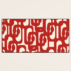 Mid Century Modern Contemporary Loop Pattern in Red and Cream Desk Mat Gallery Image 3