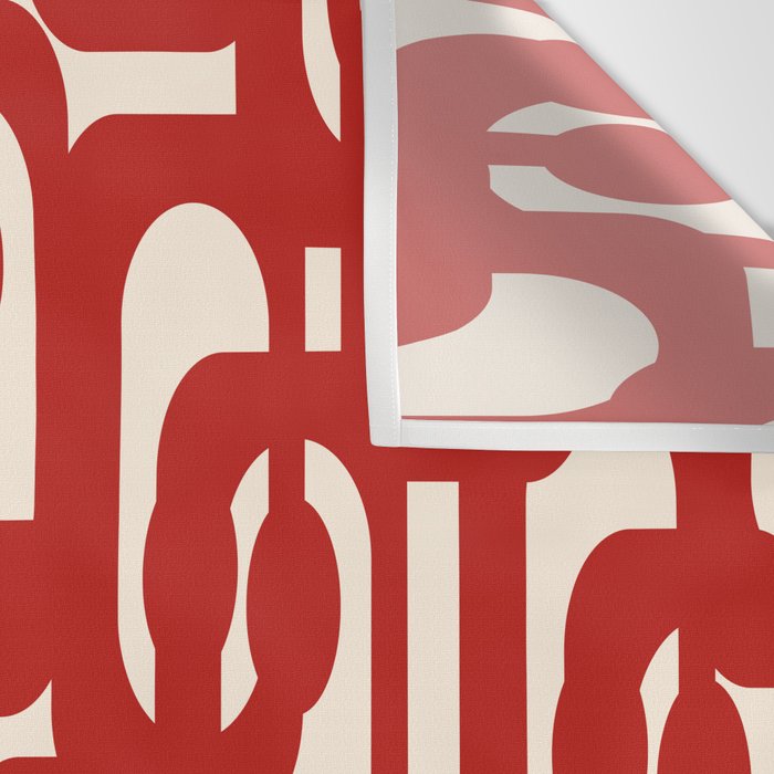 Mid Century Modern Contemporary Loop Pattern in Red and Cream Wall Tapestry Gallery Image 3