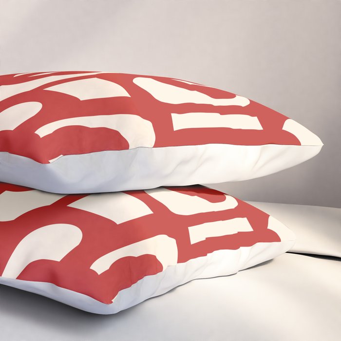 Mid Century Modern Contemporary Loop Pattern in Red and Cream Pillow Sham Gallery Image 3
